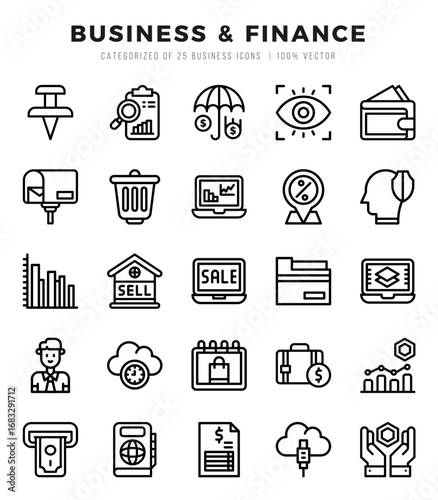Business & Finance icons set. Vector illustration.