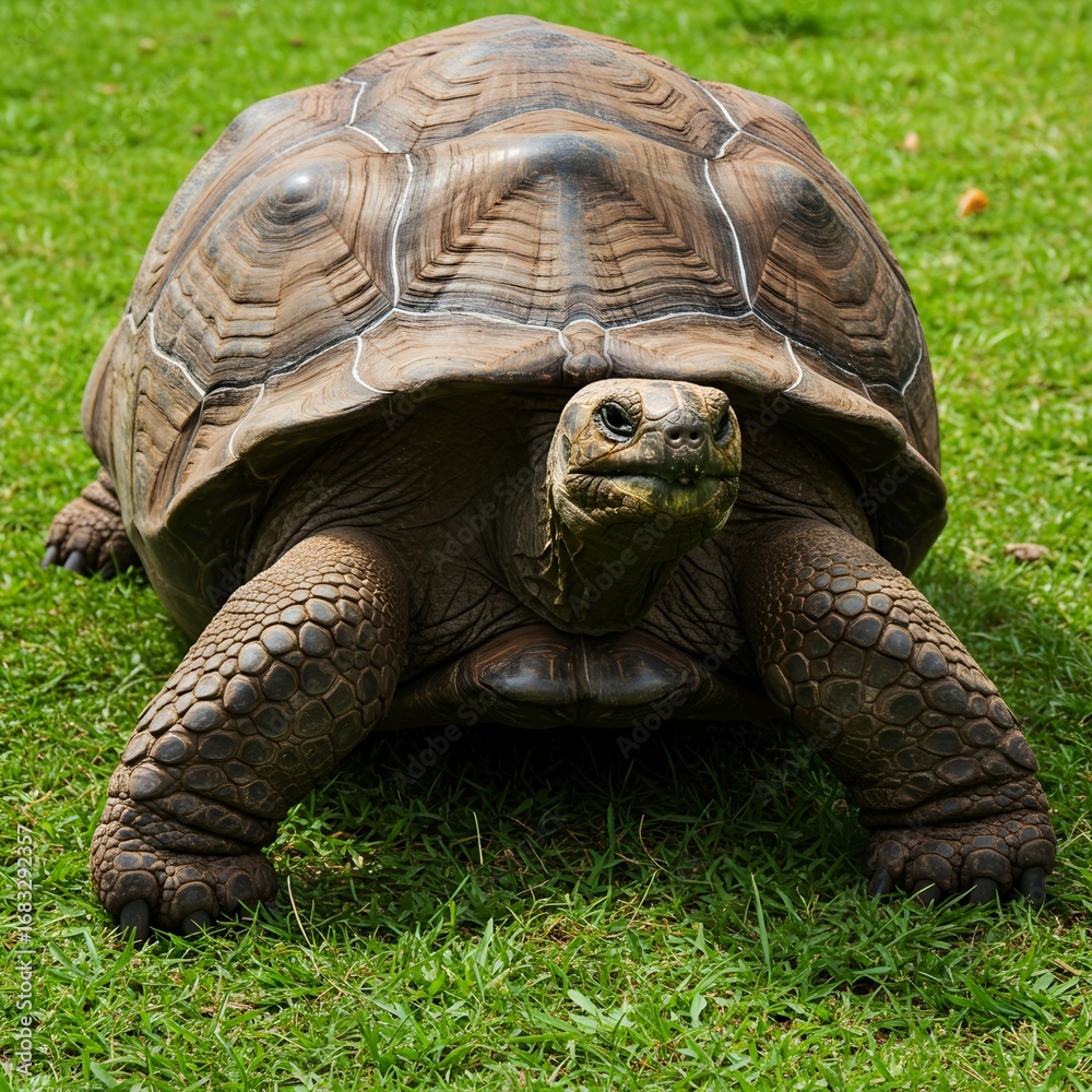 Fototapeta premium An old tortoise on the grass