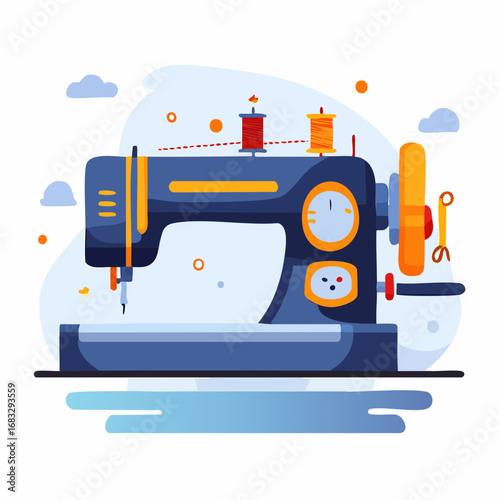 Vintage Style Sewing Machine Illustration