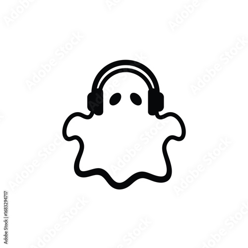 Ghost wearing headphones listening to music icon