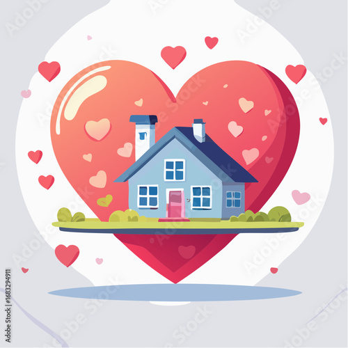 Heart Shaped Home Illustration