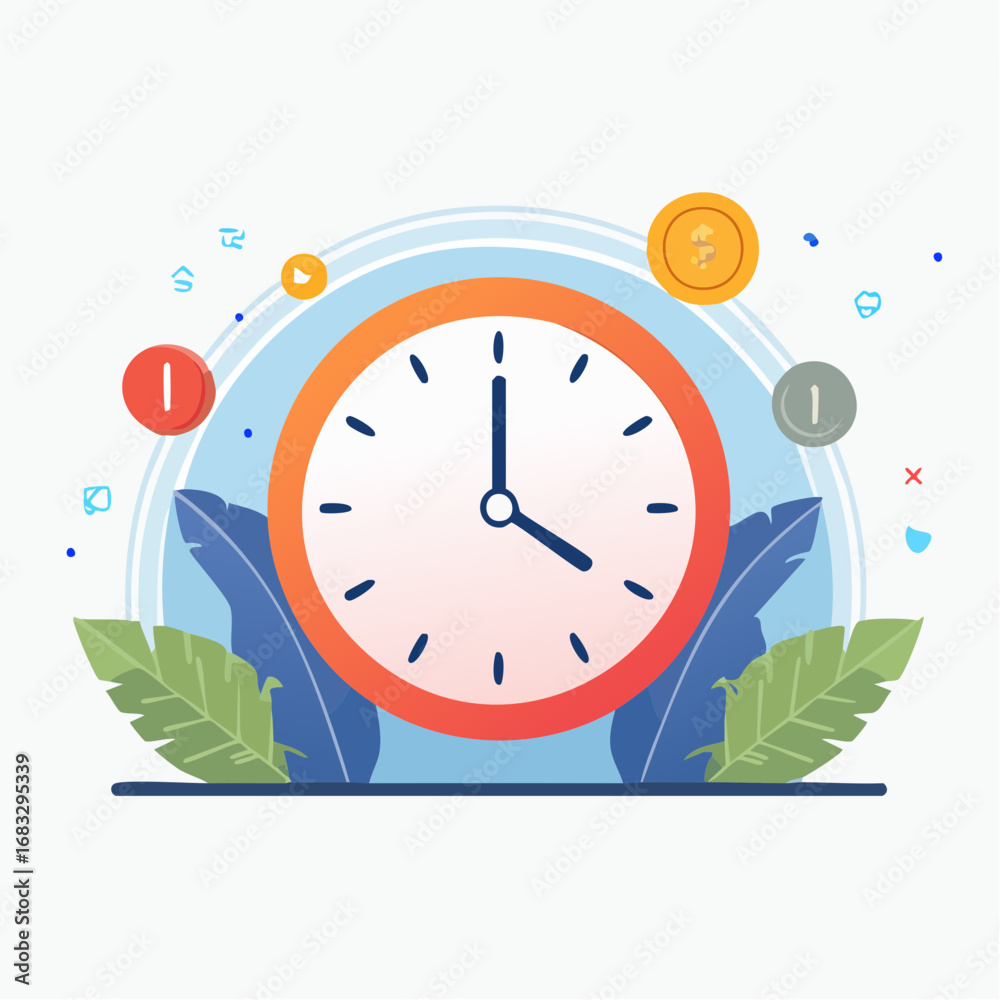 Obraz premium Animated Clock with Money Graphics