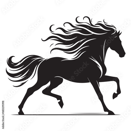 Dynamic horse galloping in a powerful silhouette