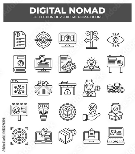 Digital Nomad Icons: Remote Work. Freelancing. and Online Business