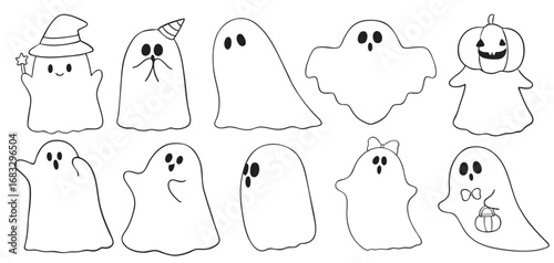 Cartoon Illustration of a Spooky Ghost