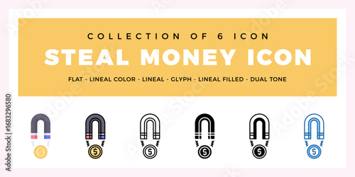 Pack of 6 Vector Steal Money icon