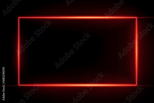 A red, glowing, rectangular frame border on a black background,