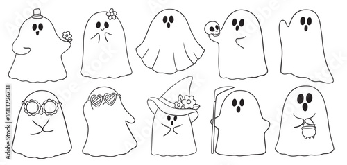 Cartoon Illustration of a Spooky Ghost.