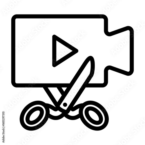 Video Editing Vector Line Icon Design