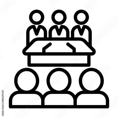 Conference Vector Line Icon Design