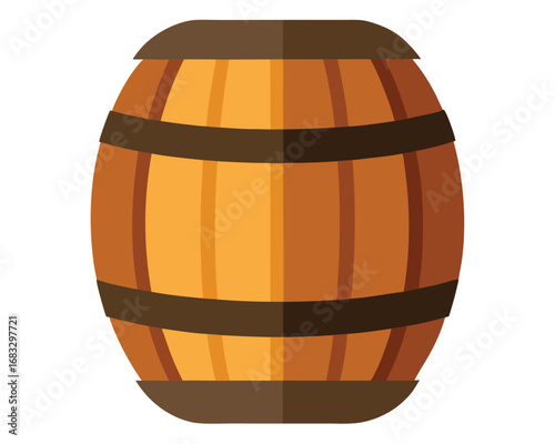 Vintage wooden barrel illustration isolated on white background.