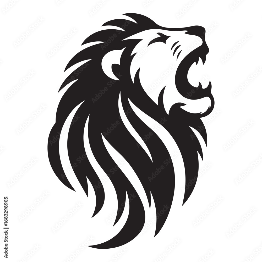 Fototapeta premium Majestic lion head silhouette for banners and advertisements