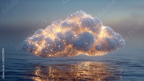 Floating luminous cloud over water (2)