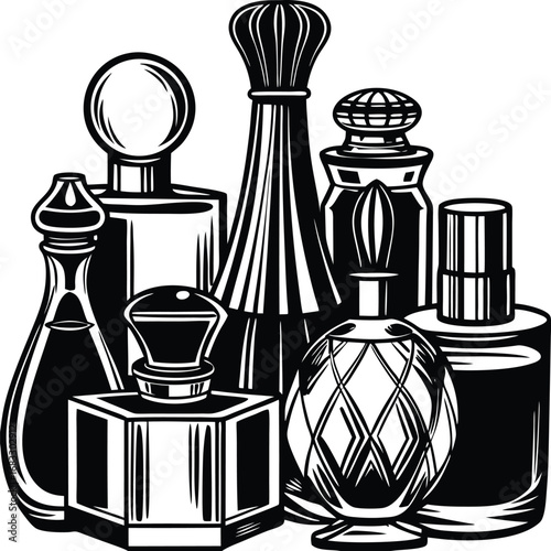 vector set of perfume bottles