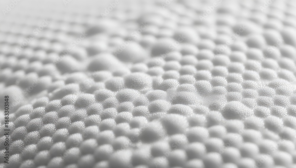 Naklejka premium Close-up view of a textured, white surface. Rounded, closely-packed bumps cover the image