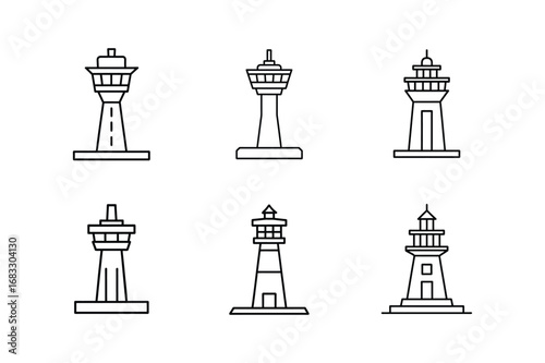 control tower line art vector illustration