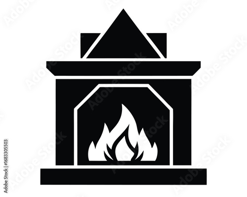 Cozy Fireplace Icon Warmth and Comfort Illustration for Home