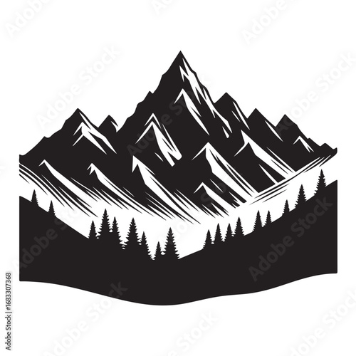 Serene mountain range at sunset landscape silhouette