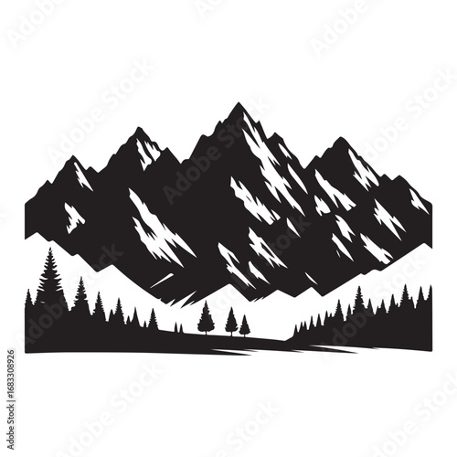 Majestic mountain range at sunset silhouette