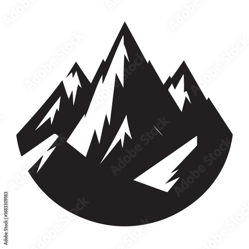 Majestic mountain range landscape in a striking silhouette style
