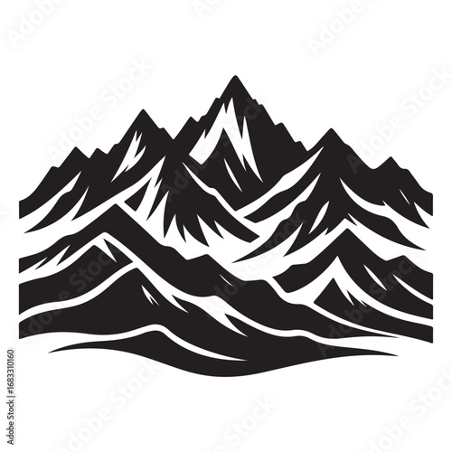 Serene mountain range at dawn with a clear sky silhouette