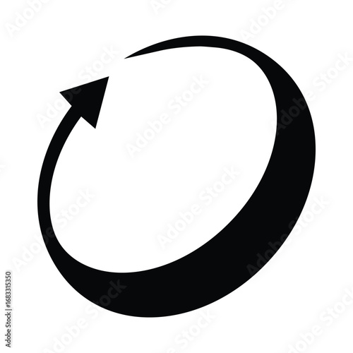 Oval circle rotate arrow icon. Ellipse orbit line arrow symbol. Oval circumference sign. Vector illustration isolated on white background.