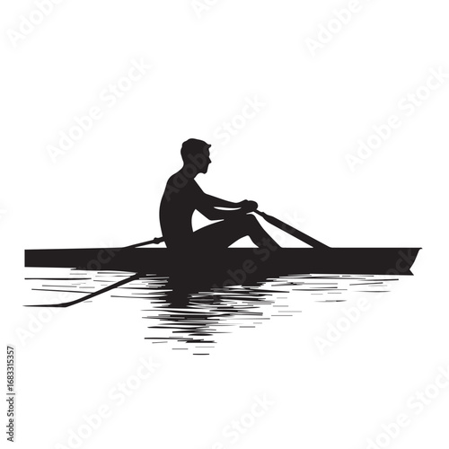 silhouette of a man kayaking