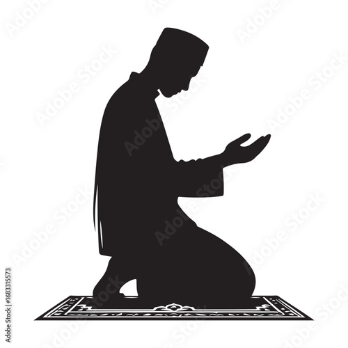 Person praying with hands raised in silhouette