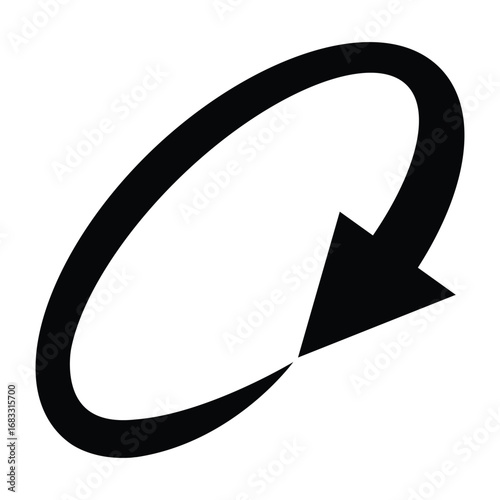 Oval circle rotate arrow icon. Ellipse orbit line arrow symbol. Oval circumference sign. Vector illustration isolated on white background.
