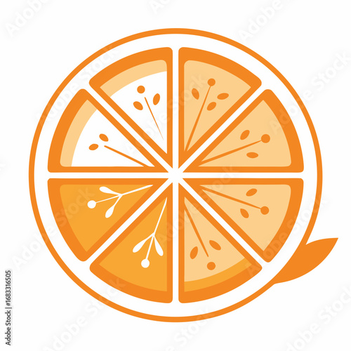 Stylized orange slice with seeds and segments