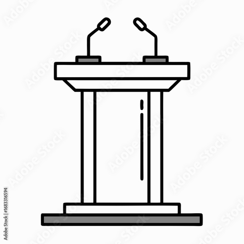 Modern podium with two microphones for public speaking or debate