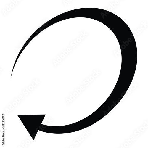 Oval circle rotate arrow icon. Ellipse orbit line arrow symbol. Oval circumference sign. Vector illustration isolated on white background.