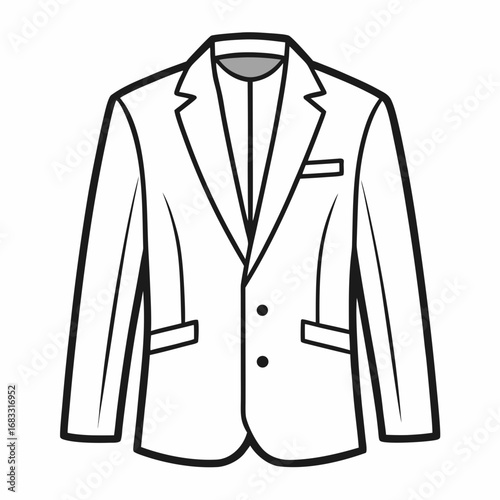 Classic black and white illustration of a man s suit jacket