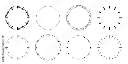 vector clock face set, clipart isolated on transparent background. 