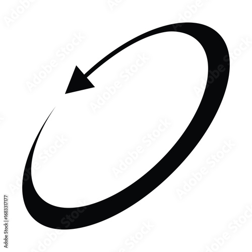 Oval circle rotate arrow icon. Ellipse orbit line arrow symbol. Oval circumference sign. Vector illustration isolated on white background.
