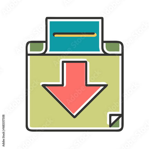 Download box with arrow symbol in simple graphic design