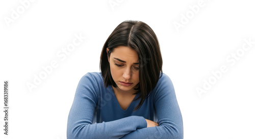 Arms Sad Young Woman with sad woman Arms. Crossed depression girl depressed