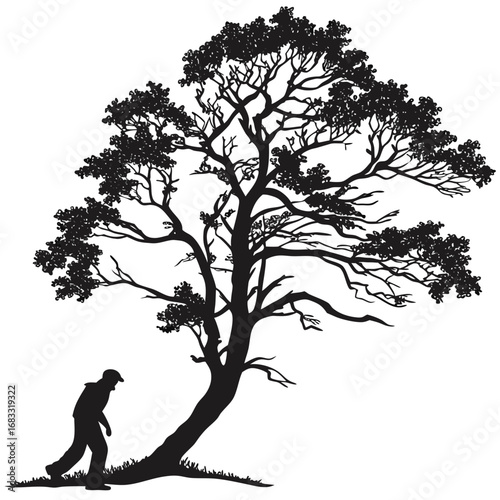 silhouette of a tree in the park