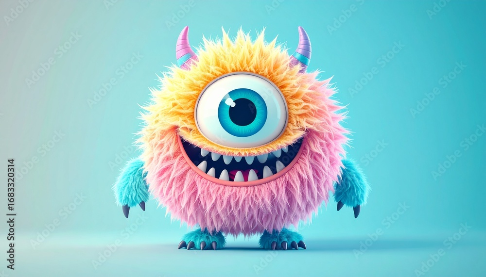 Fototapeta premium Fluffy One-Eyed Grinner