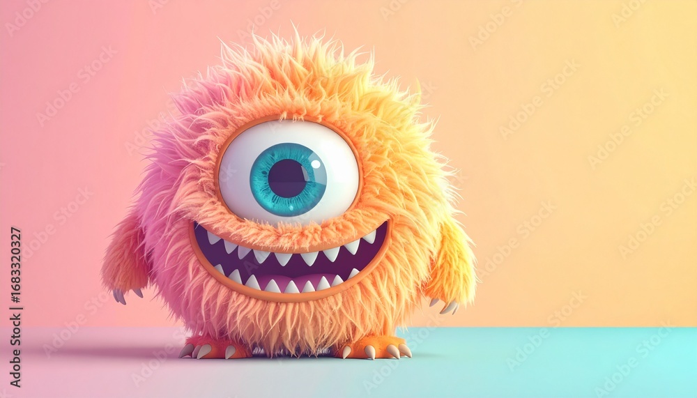 Fototapeta premium Fluffy One-Eyed Grinner