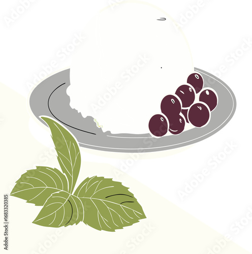vector illustration of grapes with leaves