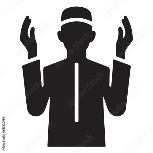 Person praying silhouette with hands raised in devotion
