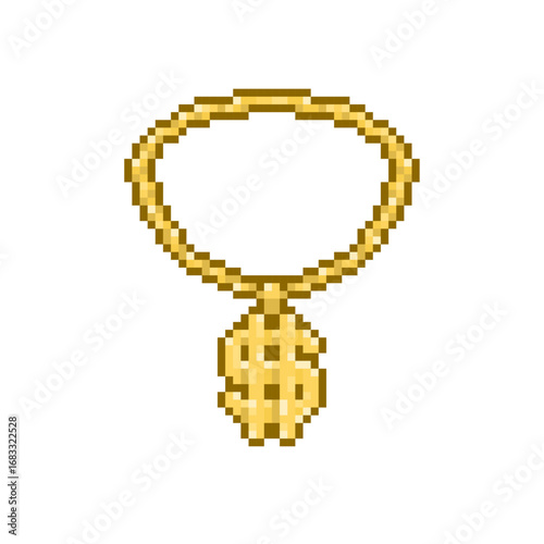 necklace gold rapper pixel art