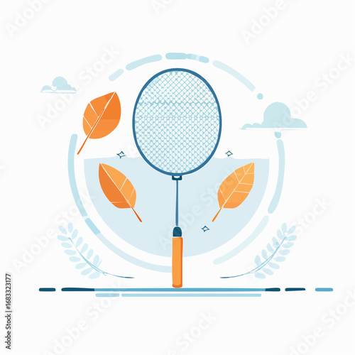 Autumnal Badminton Racket Illustration