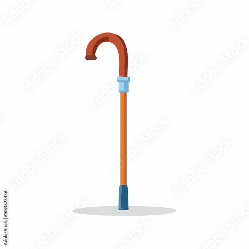 Simple Wooden Walking Cane Illustration