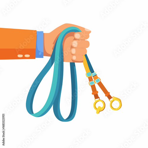 Hand Holding Colorful Double Dog Leash