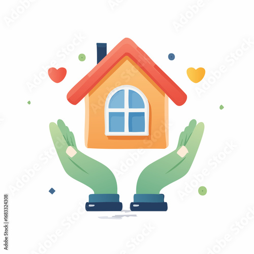 Hands Protecting A House Illustration