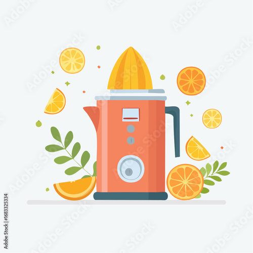 Minimalistischer Entsafter als Vektorgrafik, Symbol für Küche, Obst, Getränke und gesunde Ernährung.