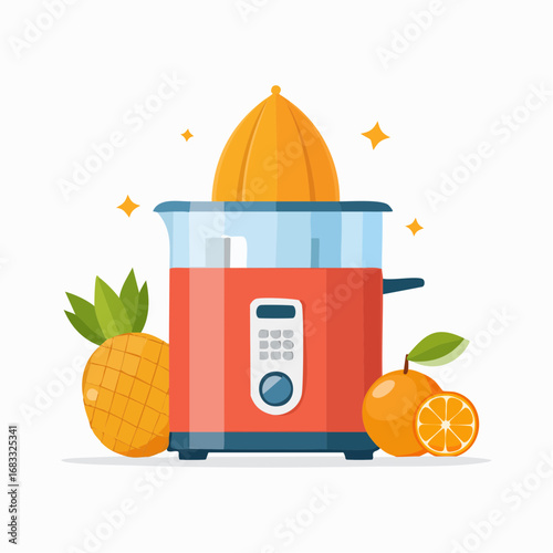 Minimalistischer Entsafter als Vektorgrafik, Symbol für Küche, Obst, Getränke und gesunde Ernährung.