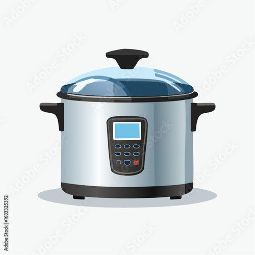 Minimalistischer Reiskocher als Vektorgrafik, Symbol für Küche, Kochen und Ernährung.